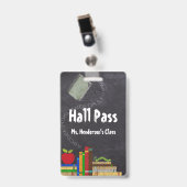 先生スクール・チャルクボード・ホールパス バッジ (正面 (クリップ付))