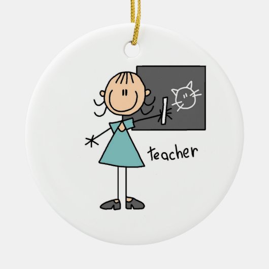 先生スティック図 セラミックオーナメント (正面)