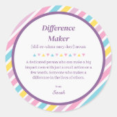 先生ストライプメンター感謝ありがとう ラウンドシール (正面)