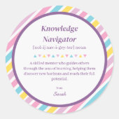 先生ストライプメンター感謝ありがとう ラウンドシール (正面)