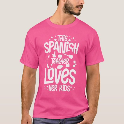 先生スペインのスペイン国旗の言語レッスン学生 Tシャツ (正面)