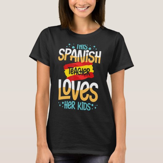 先生スペインのスペイン国旗の言語レッスン学生 Tシャツ (正面)