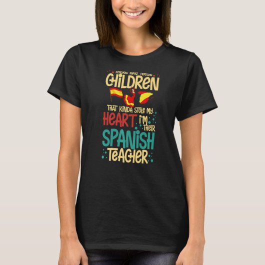 先生スペインのスペイン国旗の言語レッスン学生 Tシャツ (正面)
