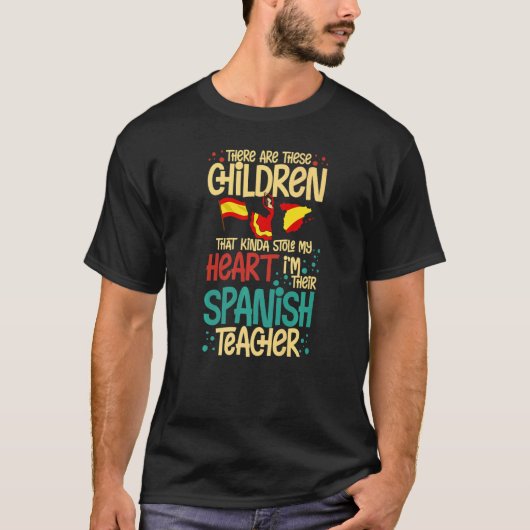 先生スペインのスペイン国旗の言語レッスン学生 Tシャツ (正面)