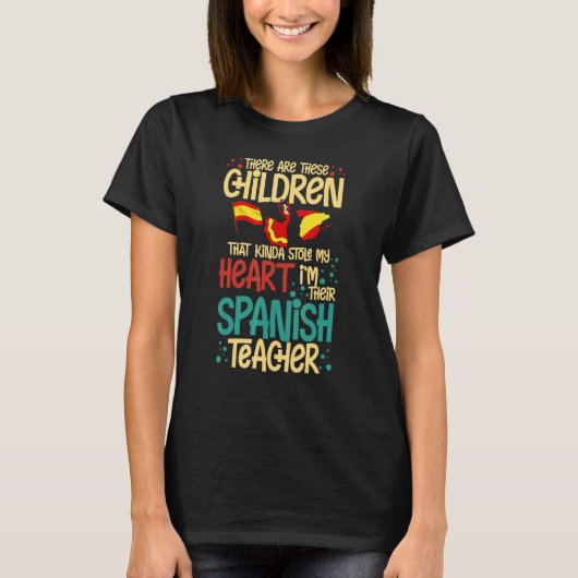 先生スペインのスペイン国旗の言語レッスン学生 Tシャツ (正面)