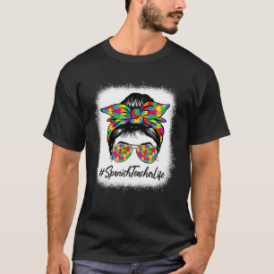 先生スペインのメシーBun自閉症アワーンをサポート Tシャツ