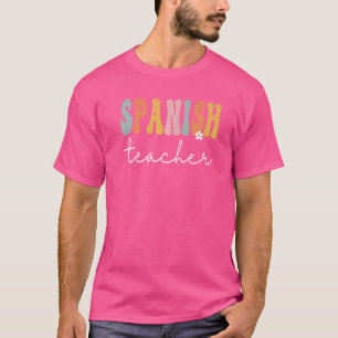 先生スペインのレトログルーヴィ女性ハッピー初日 Tシャツ