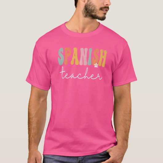 先生スペインのレトログルーヴィ女性ハッピー初日 Tシャツ (正面)