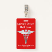 先生ズスクールナースホールパスバッジ バッジ (正面クリップ)