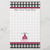 先生ズハブクラス – チャコールグレーギンガム 便箋 (正面)