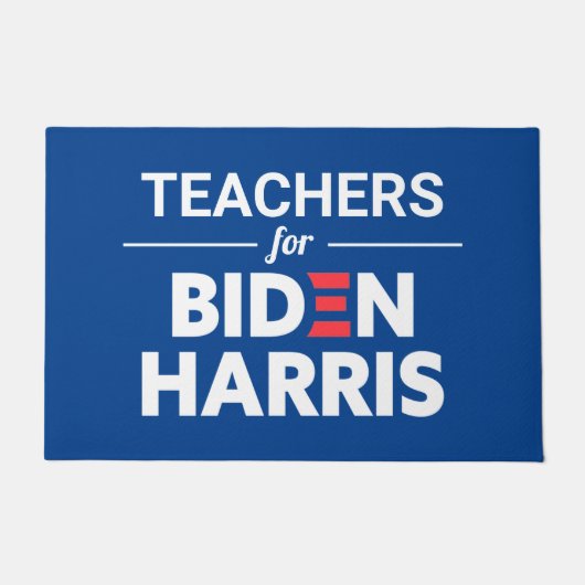 先生ズバイデン氏ハリスカスタム文字ブルー ドアマット (正面)