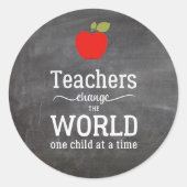 先生タイポグラフィ引用文レッドアップルシャルボード ラウンドシール (正面)