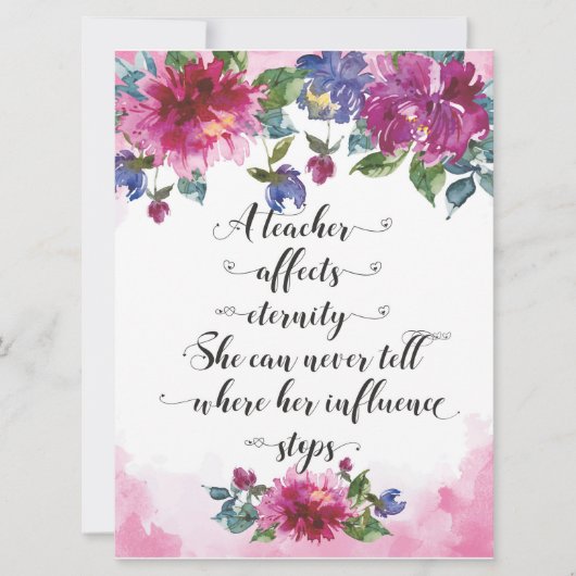 先生タイポグラフィ新学期退職贈与 カード (正面)