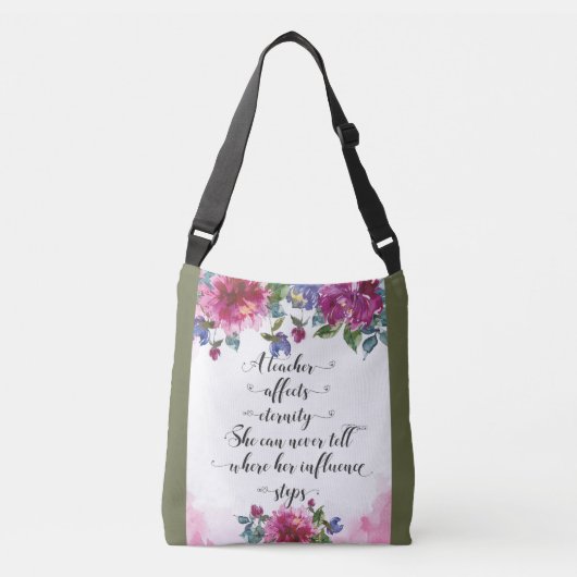 先生タイポグラフィ新学期退職贈与 クロスボディバッグ (正面)