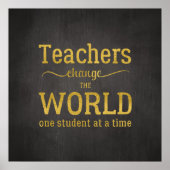 先生タイポグラフィ金ゴールドスクリプト引用文 感動的 ポスター (正面)