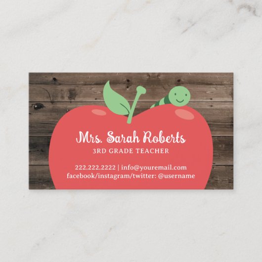 先生チューターキュートアップル&ウォームバーンウッド 名刺 (正面)