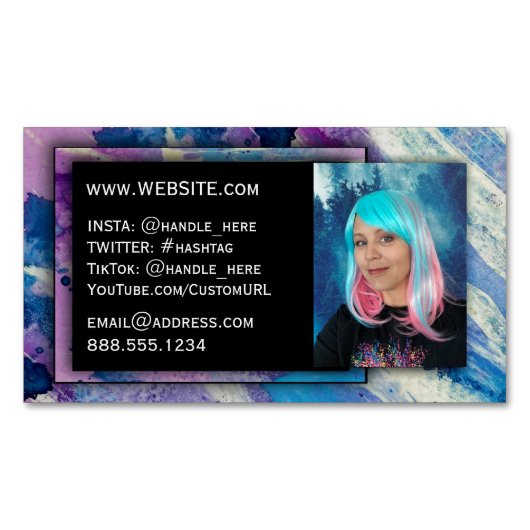 先生チュータードッグウォーカーナニーソーシャルメディアアーティスト マグネット名刺 (正面)