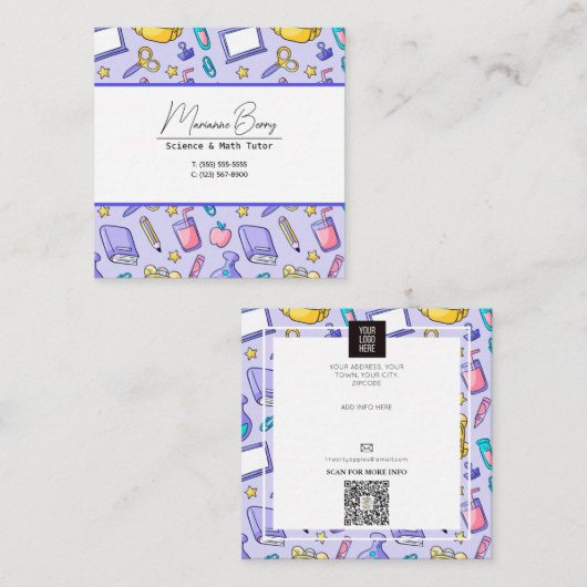 先生チューターホームスクール教育 スクエア名刺 (正面/裏面)