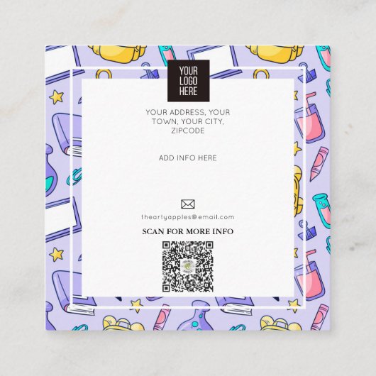 先生チューターホームスクール教育 スクエア名刺 (裏面)