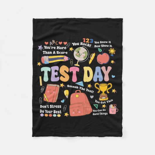 先生テスト日やる気を起こさせる先生開始テスト フリースブランケット (正面)