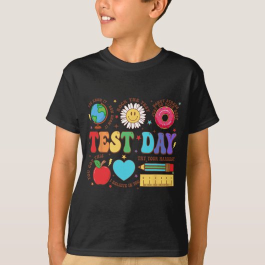先生テスト日やる気を起こさせる先生開始テスト Tシャツ (正面)