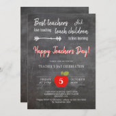 先生デイ感謝していユーパーティー黒板 招待状 (正面/裏面)