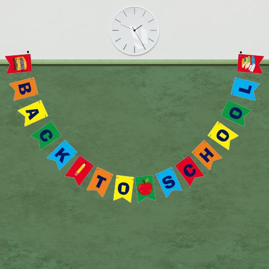 先生ネームカスタムクラスルーム虹 バンティングフラッグ