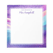 先生ネームレインボーパステルウェーブズ ノートパッド (正面)