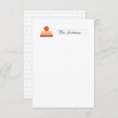 先生ノートカード文房具かわいいリンゴと本 ノートカード (正面/裏面)