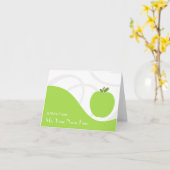 先生ノートカード – 緑のリンゴ カード (黄色い花)