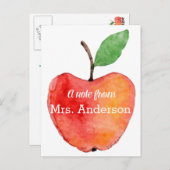 先生ノートカード、Apple文房具、先生ギフト ポストカード (正面/裏面)