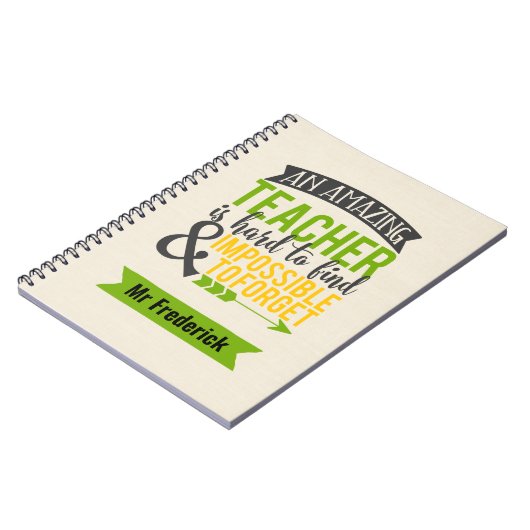 先生ノートブック – 素晴らしい先生引用文 ノートブック (左側)