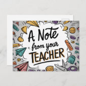 先生ノート – ようこそ新学期はがき ポストカード (正面/裏面)