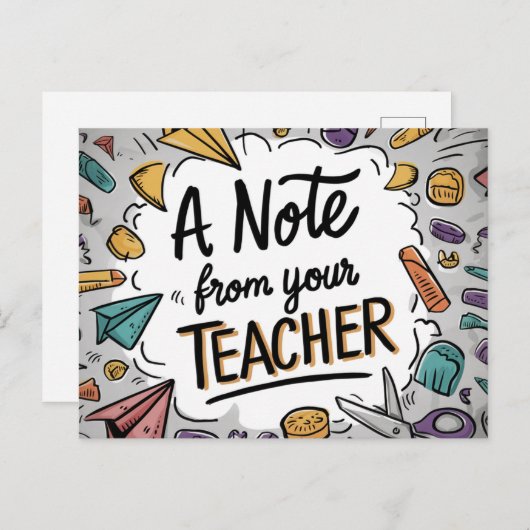 先生ノート – ようこそ新学期はがき ポストカード (正面/裏面)