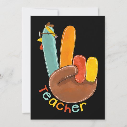 先生ハッピーサンクスギビング平和トルコ感謝してい手 招待状 (正面)