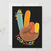 先生ハッピーサンクスギビング平和トルコ感謝してい手 招待状 (裏面)