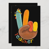 先生ハッピーサンクスギビング平和トルコ感謝してい手 招待状 (正面/裏面)