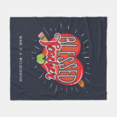 先生ハートペンシルカスタムアップル大学の教師 フリースブランケット (正面(横))