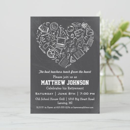 先生ハート退職パーティの招待状 招待状 (スタンド正面)