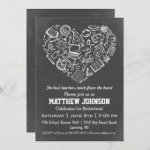 先生ハート退職パーティの招待状 招待状 (正面/裏面)