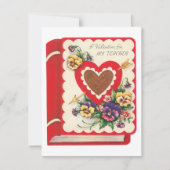 先生バレンタイン、ヴィンテージブックハートと花 シーズンカード (正面)