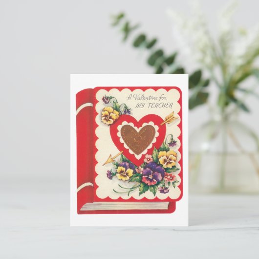先生バレンタイン、ヴィンテージブックハートと花 シーズンカード (スタンド正面)