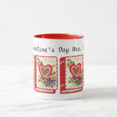 先生バレンタイン、ヴィンテージブックハートと花 マグカップ (中央)