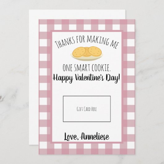 先生バレンタイ頭が切れるンCookieギフトカード サンキューカード (正面/裏面)
