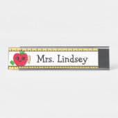 先生パーソナライズされたの漫画のリンゴとルーラー デスクネームプレート (正面)