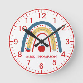 先生パーソナライズされたアップルレインボー ラウンド壁時計