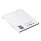 先生パーソナライズされたキュートな紫フクロウ ノートパッド (アングル)