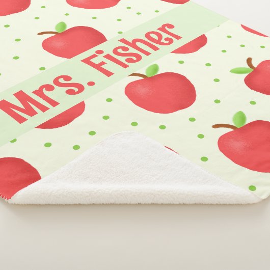 先生パーソナライズされたギフト水の色りんご柄 シェルパブランケット (3/4)