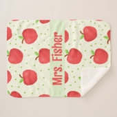 先生パーソナライズされたギフト水の色りんご柄 シェルパブランケット (正面(横))