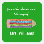 先生パーソナライズされたギフト蔵書票 スクエアシール (正面)